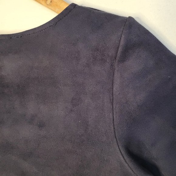 Aqua Crop Top Women's Size Small Velvety Blue Short Sleeve Soft Stretch - Picture 5 of 9